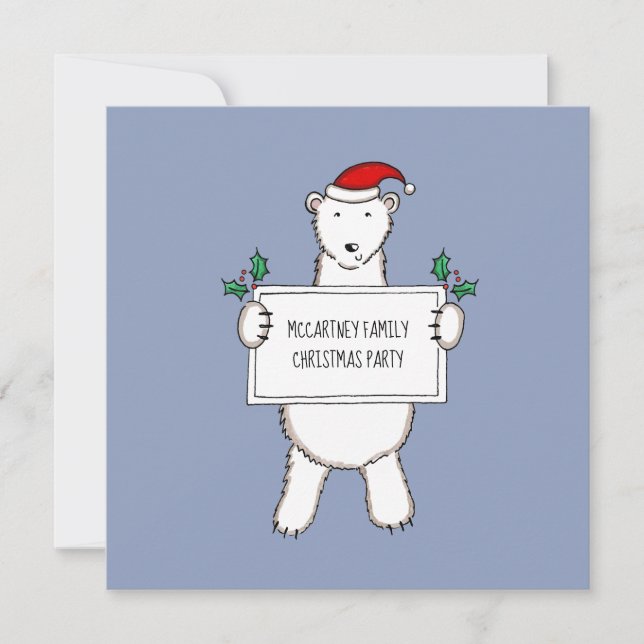 Personalisierter Eisbär Weihnachten Party Einladun (Vorderseite)