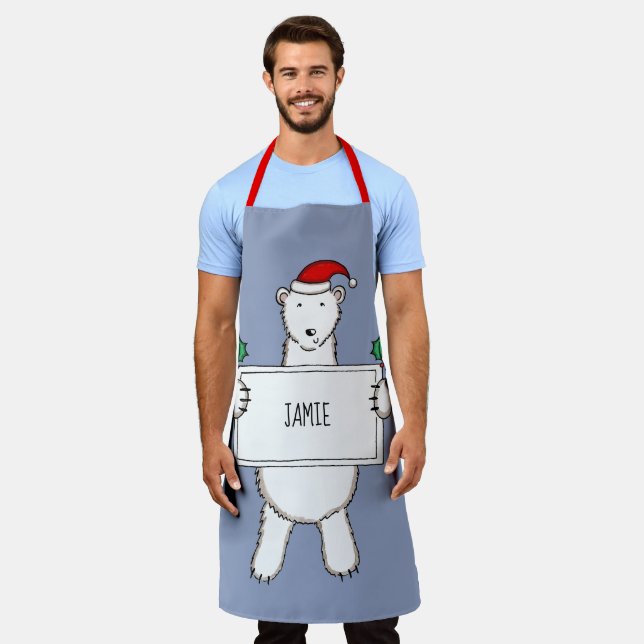 Personalisierter Eisbär Weihnachten Schürze (Getragen)