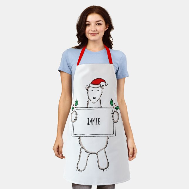 Personalisierter Eisbär Weihnachten Schürze (Getragen)