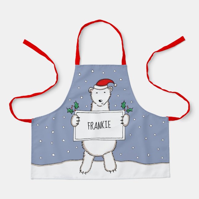 Personalisierter Eisbär Weihnachten Schürze (Vorderseite)