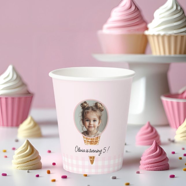 Personalisierter Eiscreme-Kopf-Geburtstag  Pappbecher (Von Creator hochgeladen)