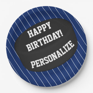 Personalisierter Eishockey-Puck Ball zum Geburtsta Pappteller