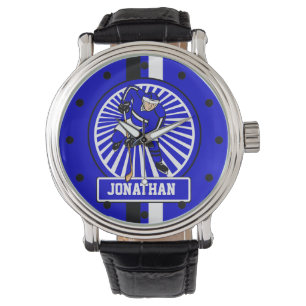 Personalisierter Eishockey-Spieler Blue Armbanduhr