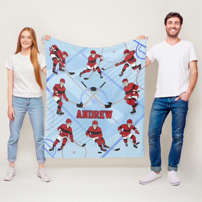 Personalisierter Eishockey-Spieler Fleecedecke (Beispiel)