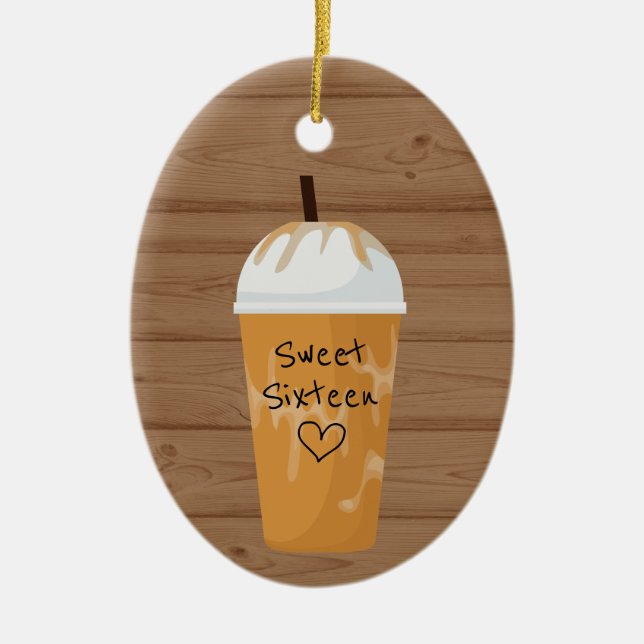 Personalisierter Eiskaffee 16 . Geburtstag Weihnac Keramik Ornament (Vorne)