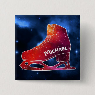 Personalisierter Eiskunstlauf-Weltraumstiefel Button