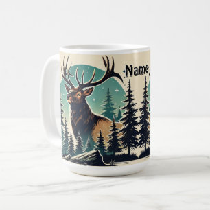 Personalisierter Elch-Sternennacht-Wald-Wildlife Kaffeetasse