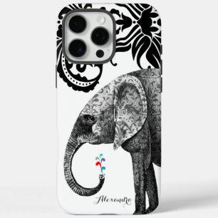 Personalisierter Elefant Damask iPhone 16 Pro Max Hülle