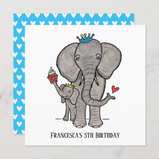 Personalisierter Elefant und Baby Einladung zum Ge