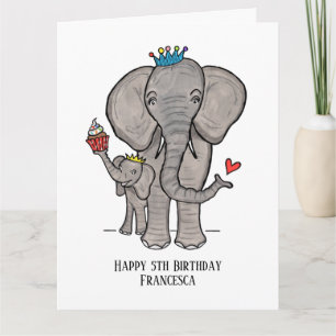 Personalisierter Elefant und Baby Karte