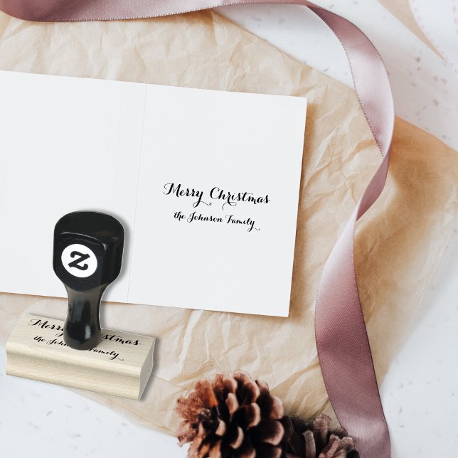 Personalisierter Elegant - Name der Weihnachtsfami Gummistempel (Personalized Elegant Merry Christmas Family Name Rubber Stamp)