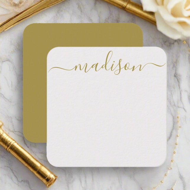 Personalisierter Elegantenname Goldkalligraphie Mitteilungskarte (Von Creator hochgeladen)