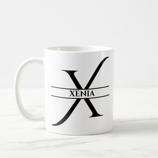 Personalisierter Eleganter Anfangsbuchstabe X Kaffeetasse (Links)
