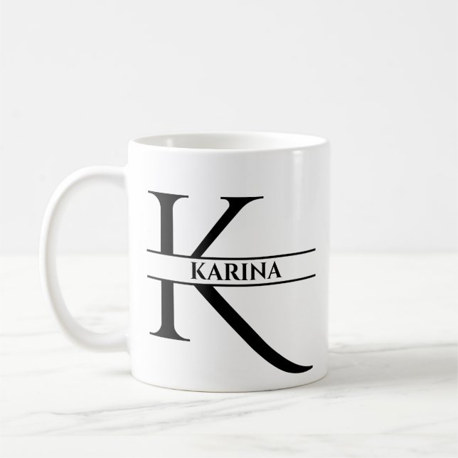 Personalisierter Eleganter Anfangsbuchstaben K Kaffeetasse (Links)