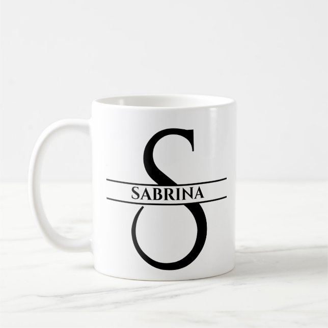 Personalisierter Eleganter Anfangsbuchstaben S Kaffeetasse (Links)