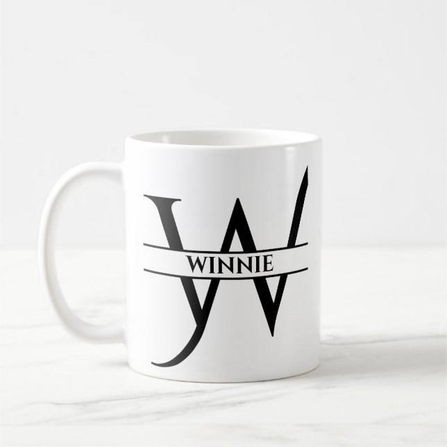 Personalisierter Eleganter Anfangsbuchstaben W Kaffeetasse (Links)
