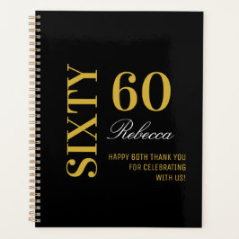 Personalisierter eleganter Black & Gold 60. Geburt Planer