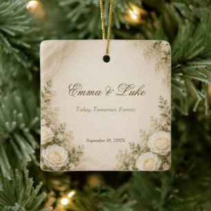 Personalisierter eleganter Blumenhochzeits-Schmuck Keramikornament
