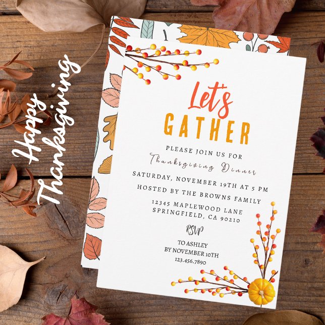 Personalisierter Eleganter botanischer Erntedank Einladung (Von Creator hochgeladen)