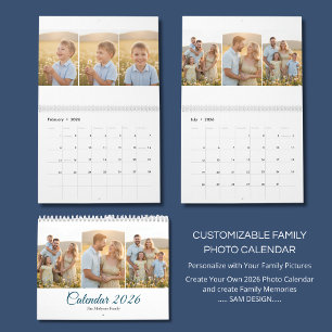 Personalisierter eleganter Familien-Erinnerungen-W Kalender