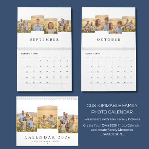 Personalisierter eleganter Familien-Erinnerungen-W Kalender