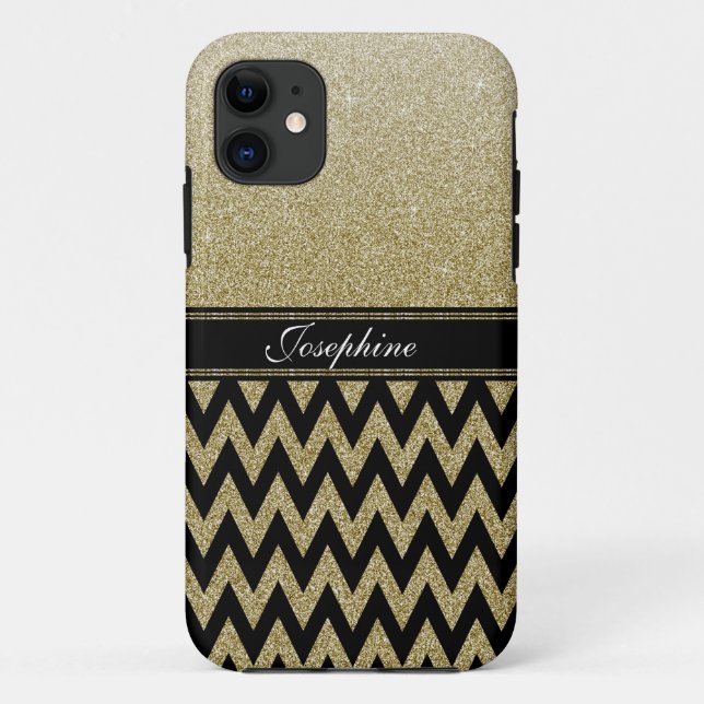Personalisierter eleganter Goldgräber Glitzer Case-Mate iPhone Hülle (Rückseite)