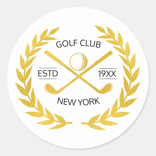 Personalisierter Eleganter Golf Club Runder Aufkleber (Vorderseite)