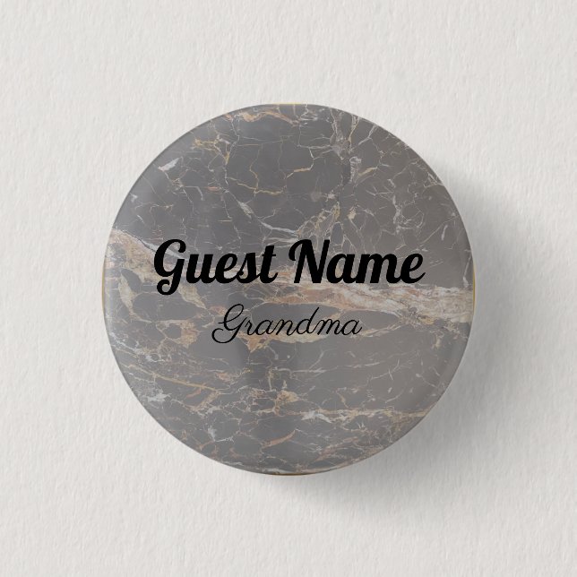 Personalisierter Eleganter Marmor Button (Vorderseite)