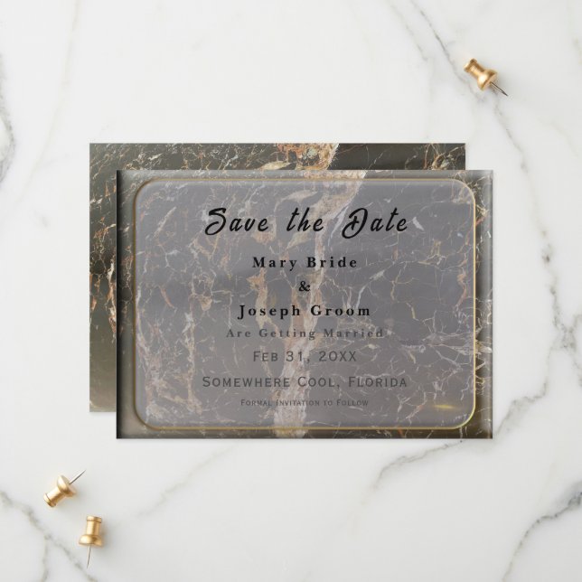 Personalisierter Eleganter Marmor Save The Date (Vorderseite/Rückseite Beispiel)