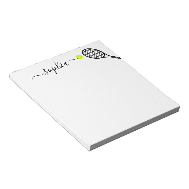 Personalisierter Eleganter Name Modernes Tennis Notizblock (angewinkelt)
