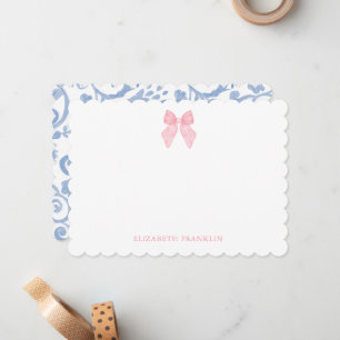 Personalisierter eleganter rosafarbener Bow Mitteilungskarte