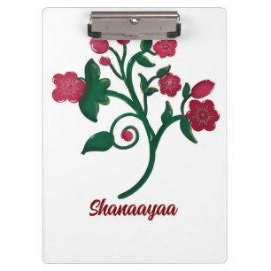 Personalisierter eleganter roter floraler botanisc klemmbrett