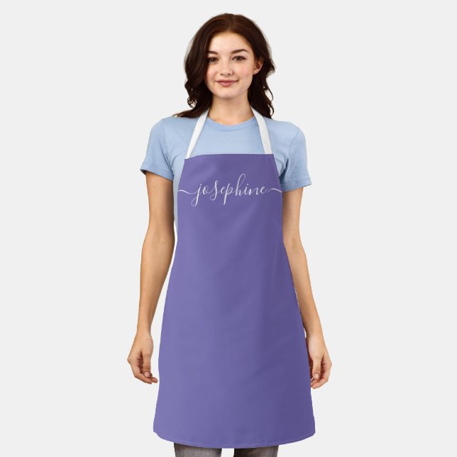 Personalisierter, eleganter Schriftname Violett Schürze (Getragen)