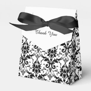 Personalisierter eleganter Schwarz-Weiß-Damast Geschenkschachtel