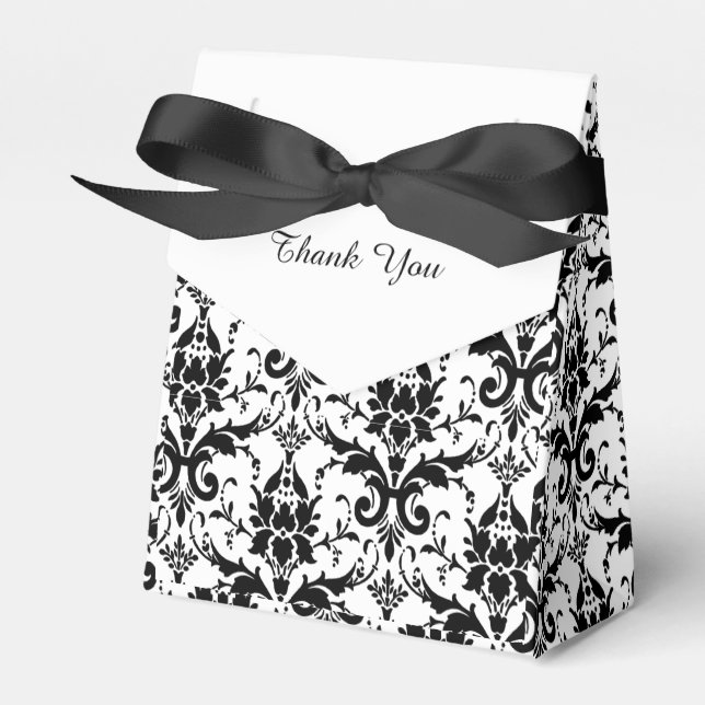 Personalisierter eleganter Schwarz-Weiß-Damast Geschenkschachtel (Vorderseite)