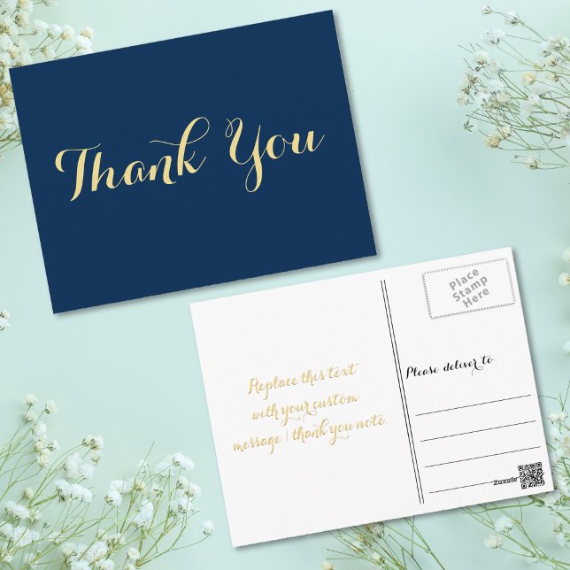 Personalisierter eleganter Script-Abschluss Vielen Postkarte (Personalized Elegant Script Graduation Thank You Postcard)