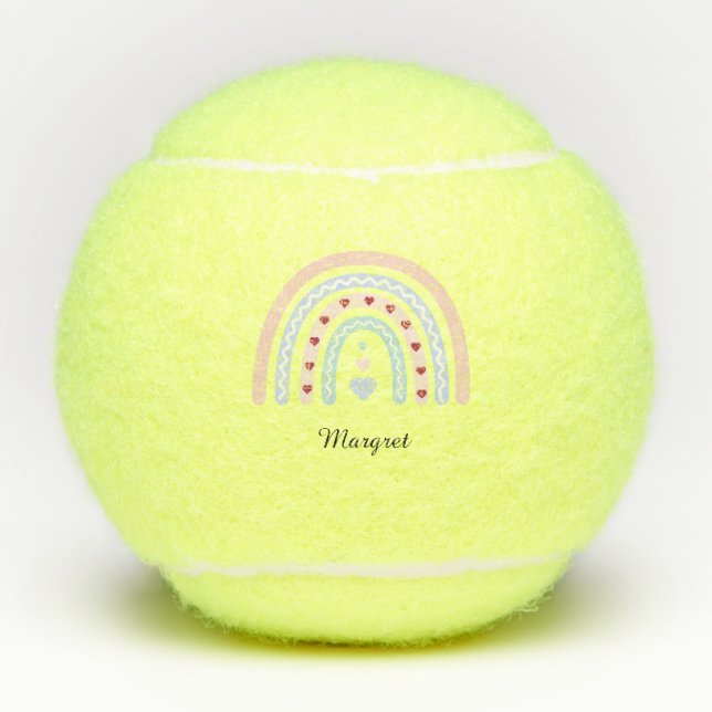 Personalisierter eleganter Skriptname Groovy Rainb Tennisbälle (Vorderseite)