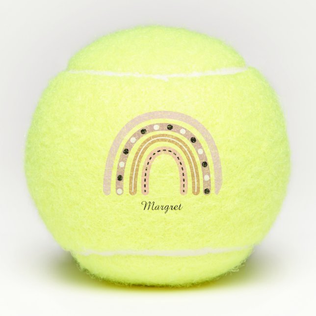 Personalisierter eleganter Skriptname Groovy Rainb Tennisbälle (Vorderseite)