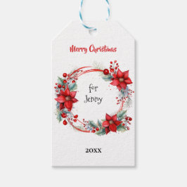 Personalisierter eleganter Weihnachtsstern-Kranz Geschenkanhänger