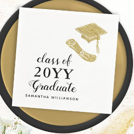 Personalisierter eleganter White Black Gold Abschl Serviette