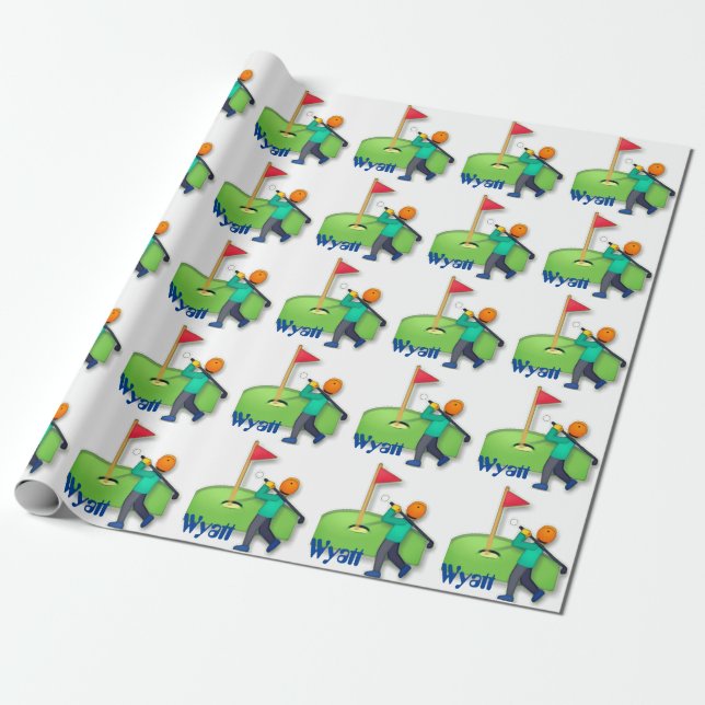 Personalisierter emoji Golf-Kindergeburtstag Geschenkpapier (Ungerollt)