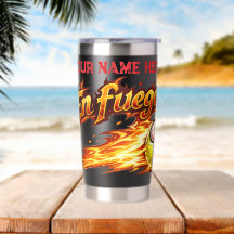 Personalisierter "En fuego" Tennisball brennt.
