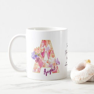 Personalisierter Engel-Initiale A mit Herz-Muster Kaffeetasse