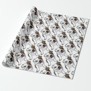 Personalisierter englischer Bulldoggen-Welpe Geschenkpapier