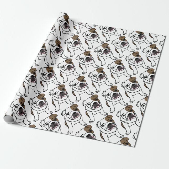Personalisierter englischer Bulldoggen-Welpe Geschenkpapier (Ungerollt)