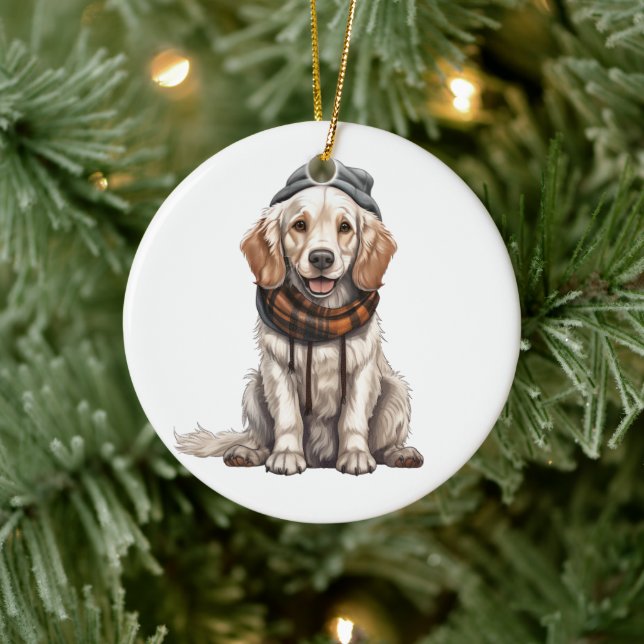 Personalisierter englischer Setter Dog Keramik Ornament (Baum)