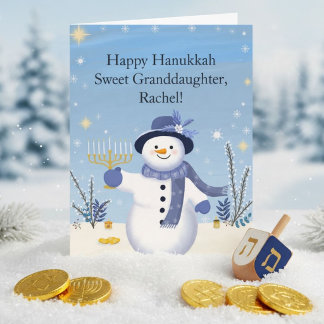 Personalisierter Enkelin Frohes Chanukka Schneeman Karte