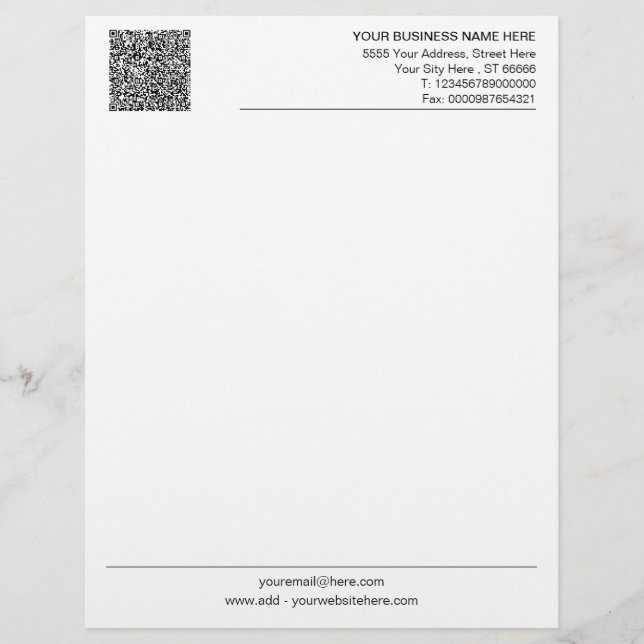 Personalisierter Entwurf eines eigenen QR-Codebrie Briefbogen (Vorderseite)