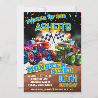 Personalisierter Epic Monster Truck Showday Einladung