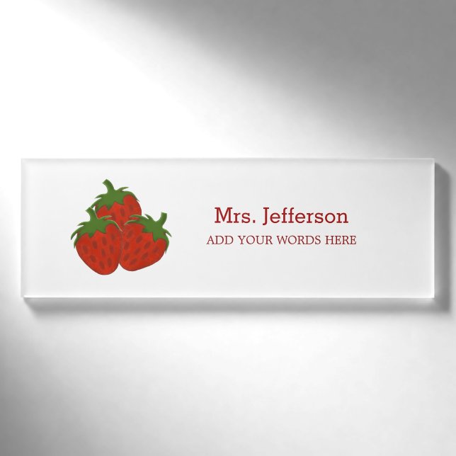 Personalisierter ErdbeerNametag Namenschild (Vorderseite)